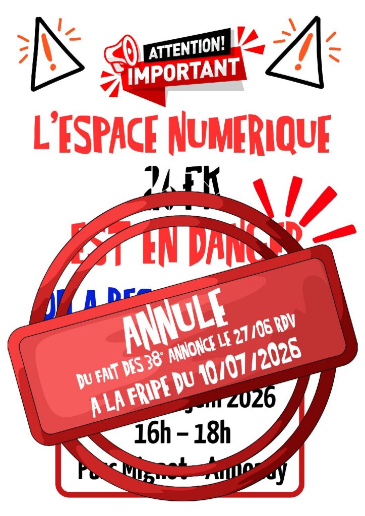 L&rsquo;ESPACE NUMÉRIQUE 26FK EST EN DANGER